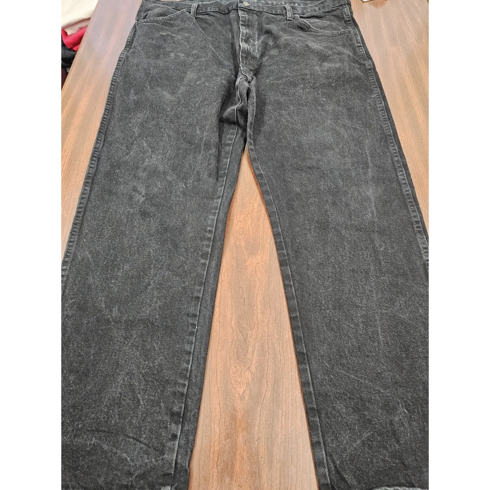 Rustler Wrangler Men 42x30 Black Faded Straight Leg Denim Jeans 100% Cotton